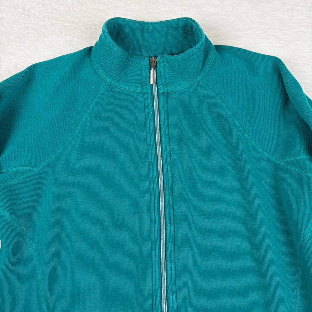 Tommy Bahama Women’s Large Teal Full Zip Mock Neck Jacket Cotton Stretch